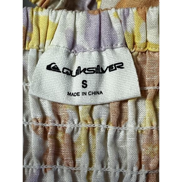 Quiksilver Kara Floral Cut Out Dress Womens Small Off White Puff Sleeve Linen - Picture 8 of 15